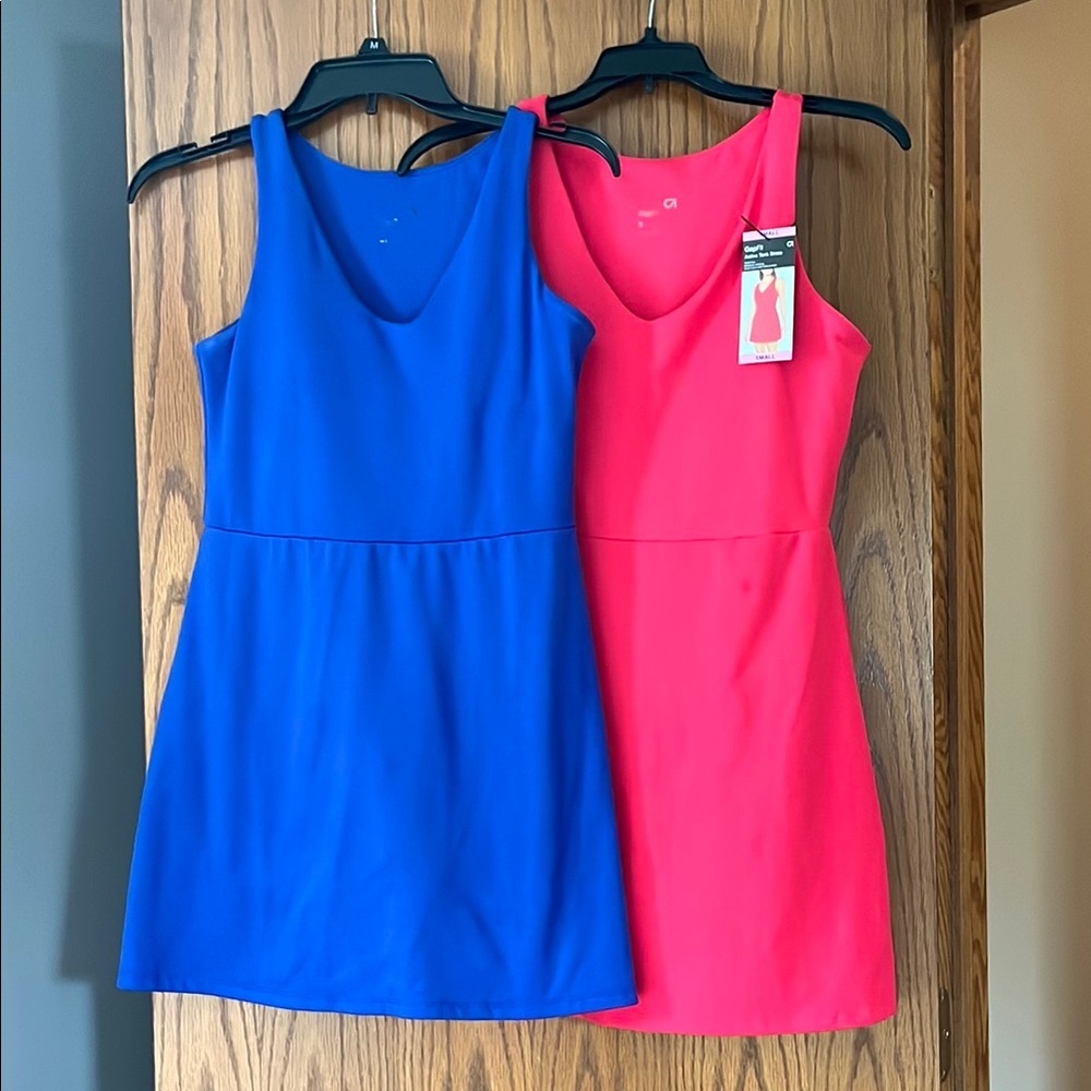 Blue and Pink Sleeveless Dresses